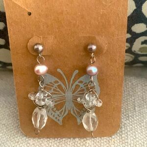 Rose Quartz & Fr.water Pearl Earrings